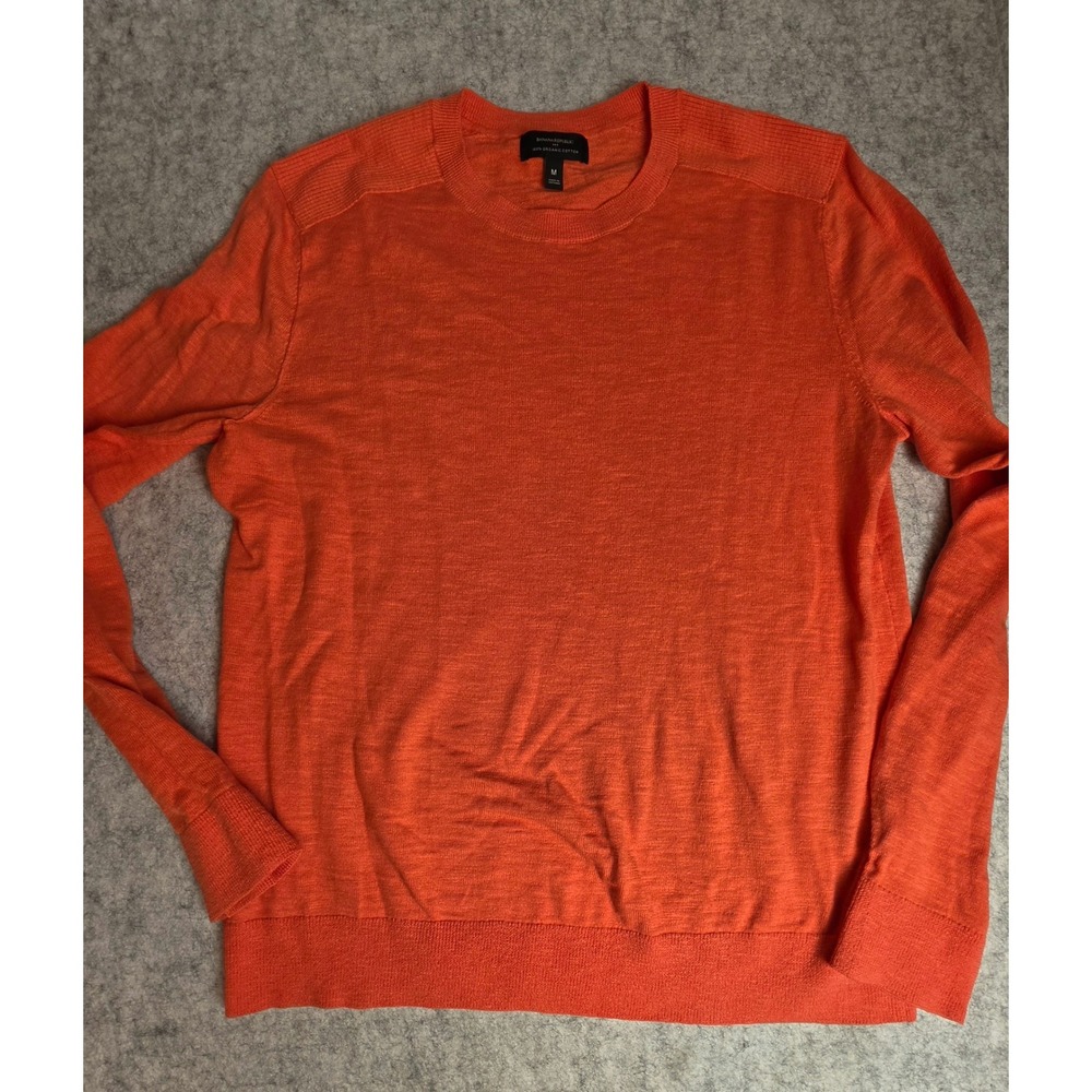 Banana Republic Mens M Organic Cotton Crewneck Sweater Orange Rust Terracotta